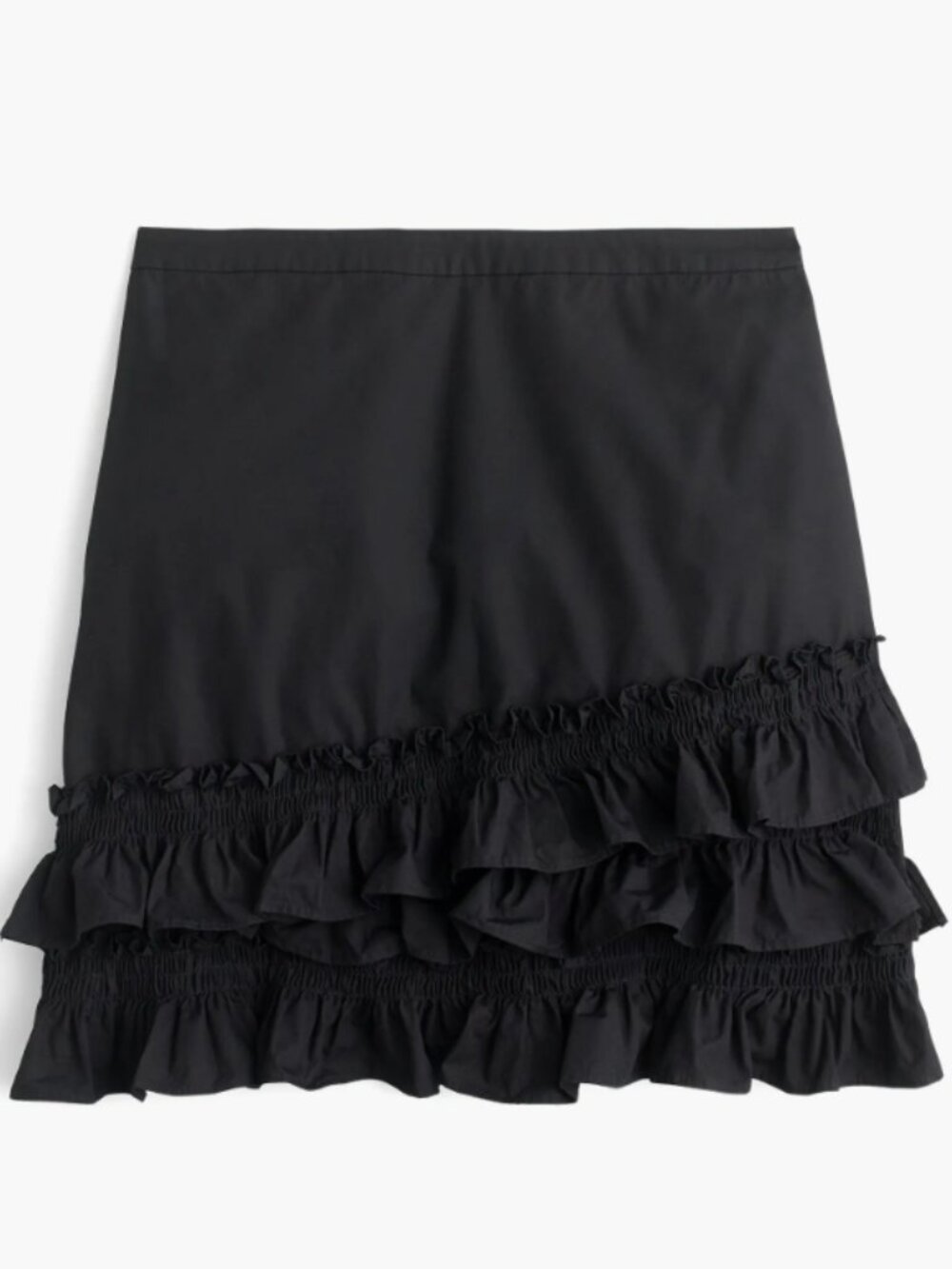 J. Crew Baby Armada Cotton Black Mini Skirt with Tiered Ruffles